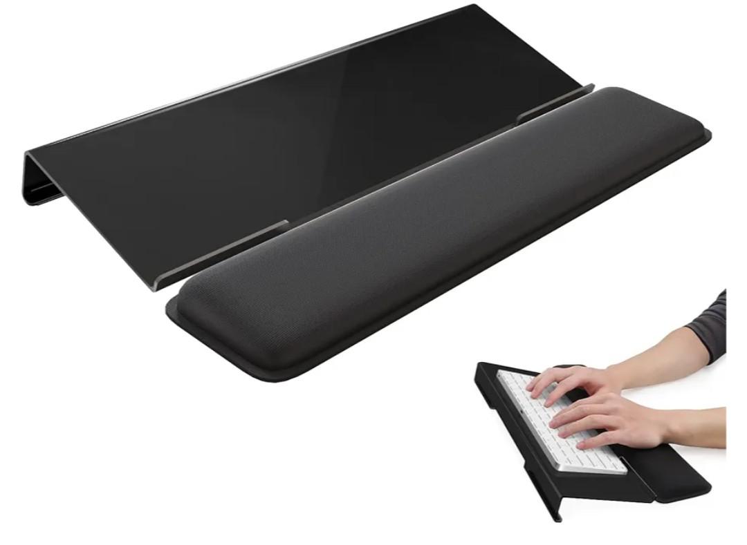 Computer Keyboard Wrist Rest Stand for Desktop, Keyboard Holder for Easy Typing with Wrist Pad for Office Desk, Home, School (Black)