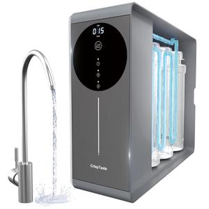 Tankless Reverse Osmosis System 600GPD NSF Certifed, Under Sink RO Water Filtration System TDS Reduction from 500 to 20, Tankless ro System 2.5: 1 Pure to Drain Ratio for Home Kitchen Apartment (Grey)