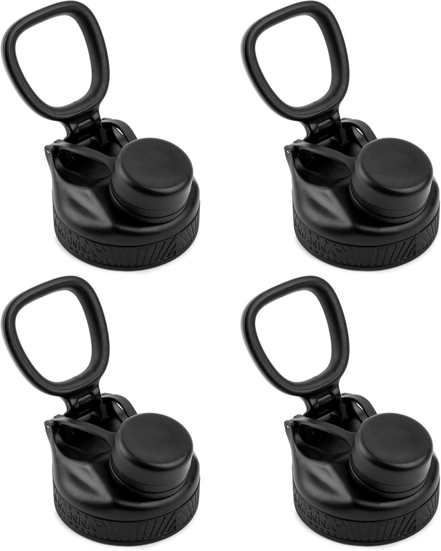 Manna Saratoga Lid - Locking Pour Spout Cap for Saratoga, Ranger Pro, and Convoy Bottles (Black), 4 Pack
