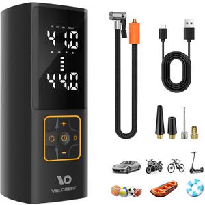 Tire Inflator Portable Air Compressor Auto Air Pump for Car Tire Accessories with Digital Pressure Gauge 3X Faster Inflation Rechargeable Air Pump for Car Motorcycle Bike Ball Power Bank LED Light