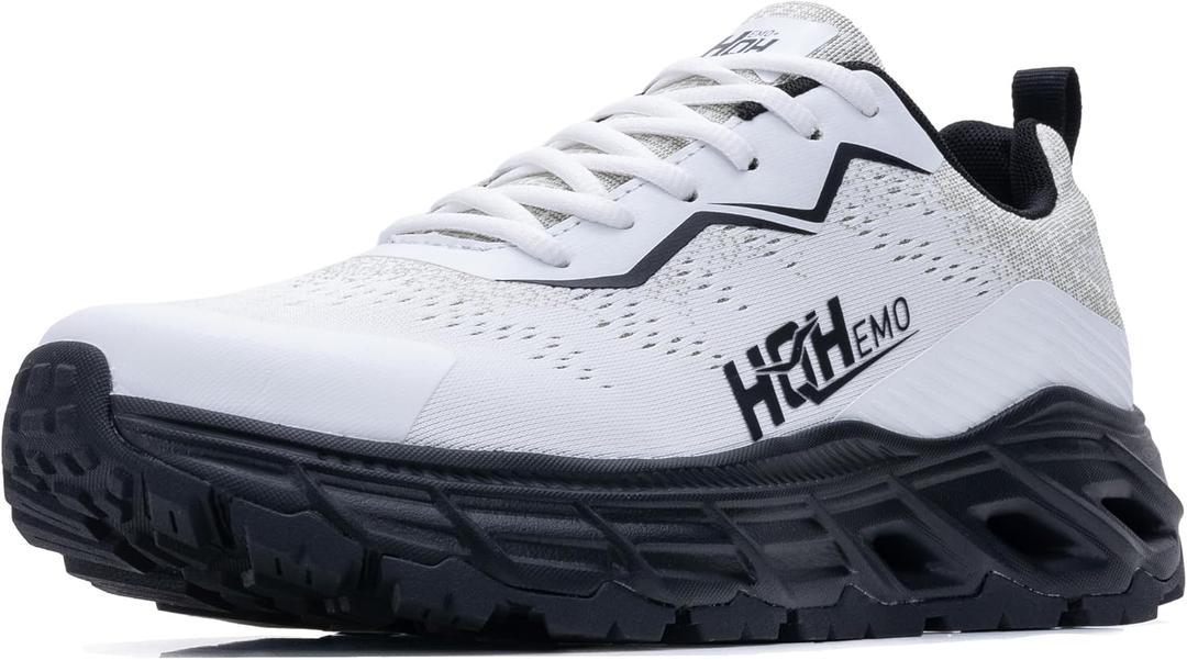 Wide Trail Running Shoes for Mens - FALKON 1.0 Waterproof Hiking Sneakers Wide Width for Outdoor with Jet-Holes Sole (9.5 Wide)