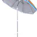 6.5 ft Beach Umbrella with Sand Anchor & Tilt Mechanism - Heavy Duty Wind Resistant UV 50+ Portable, Outdoor Folding Umbrella for Beach, Pool, Patio, GardenProtection Fits in a large Suitcase for Patio Garden Beach Pool Backyard, Blue Multi Stripe CH-1504