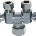 XFITTING 10 Pcs Dual Straight Valve 3/8 Inch x 3/8 Inch x 5/8 Inch OD Compression, 4-4-3=10XX