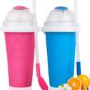 Slushy cup Slushie Maker Cup,Frozen Magic Slushy Cup - Create Delicious Slushies Anywhere with This Fun and Cool Slushie Maker Cup! (RedBlue, Large)