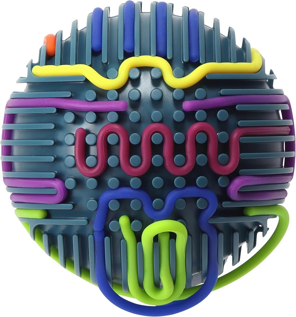 2 x Sensory Activity Board Upgraded- 3D Sensory Activity Ball,Stress Relief Toy,Silicone Fidget Toy for Stress Relief,Anxiety,Autism,ADHD,Kids 3+ & Adults,with Travel Storage Bag & 16 Strings (Blue) (Sphere)