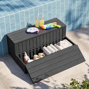 36.6 Hot Tub Steps with Storage, 780 lbs Load Capacity Heavy Duty Outdoor Spa Steps with No-Screw Snap Assembly, Non-Slip Universal Hot Tub Stairs for Spa, Pool, Patio, RV, Porch & Indoor Use, Black
