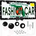 Fashion Car Ultra Bling Fashion License Plate Frame Cover Shiny Especially Brilliant. Stainless Steel Bright Rhinestones. Shiny (Black Bow Black)