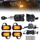 UTV Turn Signal Kit with 110dB Horn, Pre-Wired, Plug and Play UTV ATV Blinker with Lever Column Switch, Universal Street Legal Turn Signals Compatible with Polaris, Can-Am, Teryx, CFMOTO