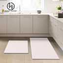 Kitchen Mats for Floor Kitchen Rugs, Cushioned Anti-Fatigue Waterproof Non-Slip Kitchen Mats Set, Ergonomic Comfort Standing Mat for Kitchen, Floor, Home, Office, Beige 17.3"x59"