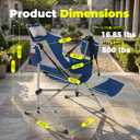 Hammock Camping Chair with Footrest, Oversized Swinging Folding Camp Chair for Adults, Adjustable Back & Seat, Heavy Duty Rocking Chair with Cup Holder & Pillow for Outdoor Patio Lawn RV, Blue