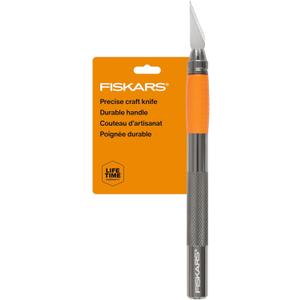 Fiskars SoftGrip Detail Craft Knife - 8" Exacto Knife for Crafting - Multi-Use Exacto Blade Included with Protective Cover