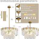 9-Light Glass Chandelier with lampshade, 24 Inch Gold Modern 2-Tier Ceiling Light for Dining Room Foyer Living Room Bedroom, Adjustable Hanging Rod, Vintage Luxury Lighting Fixture. E12 Base, 23.6inch