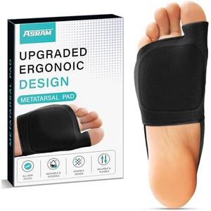 ASRAM Metatarsal Pads with Gel Pad, Ball of Foot Cushion, Forefoot Pads, Fabric Soft Socks for Metatarsal Pain Relief, Metatarsalgia, Bone Spur, Aching Feet Relieve Feet Pain.