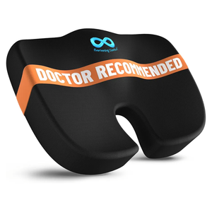 Everlasting Comfort Doctor Recommended Memory Foam Seat Cushion for Office Chairs & Car - Ergonomic Office Desk Accessories - Cushions for Tailbone Pain Relief, Sciatica (Blue, Large)