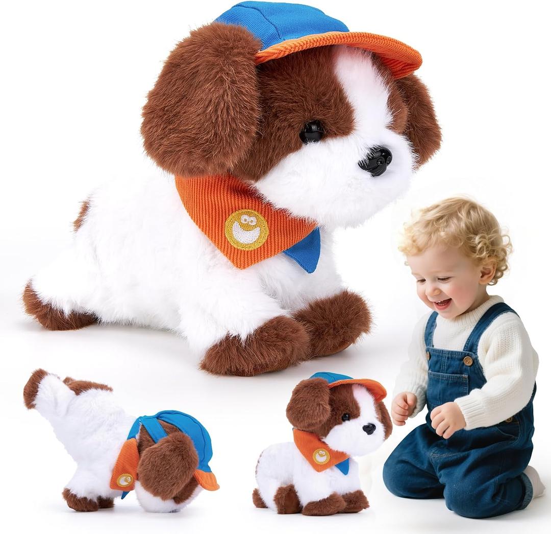 Hahaland Robot Dog Realistic Interactive Plush Kids Toy Voice Controlled Talking Acts Like a Real Puppy with 12 Commands, Singing & Dancing, Emotional Support Pet Toy Gift for Boys & Girls Ages 3+