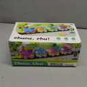 Funwee Steam Track Train Set for Toddlers, Magnetic Connection Train Toys w/Lights & Sounds, Electric Cartoon Choo Choo Train, Toy Train Christmas Birthday Gift for Toddlers 2 3 4 5+ Boy Girl (Pink)