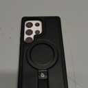 for Samsung Galaxy S25 Ultra Leather Case with Stand, Anti-Slip Grip Ring, Fits for MagSafe (Black, S25 Ultra-6.9inch)