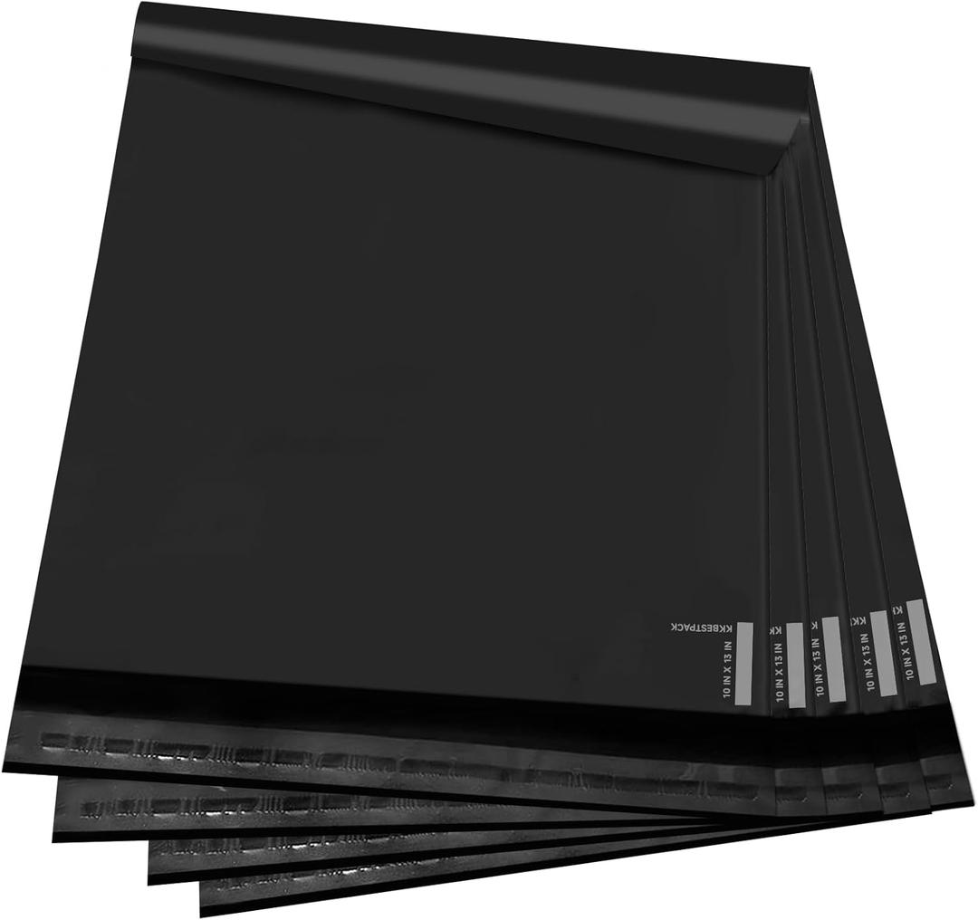KKBESTPACK 200 Large Poly Mailers 10x13 Shipping Bags for Small Business  Self Sealing Package Envelopes Black