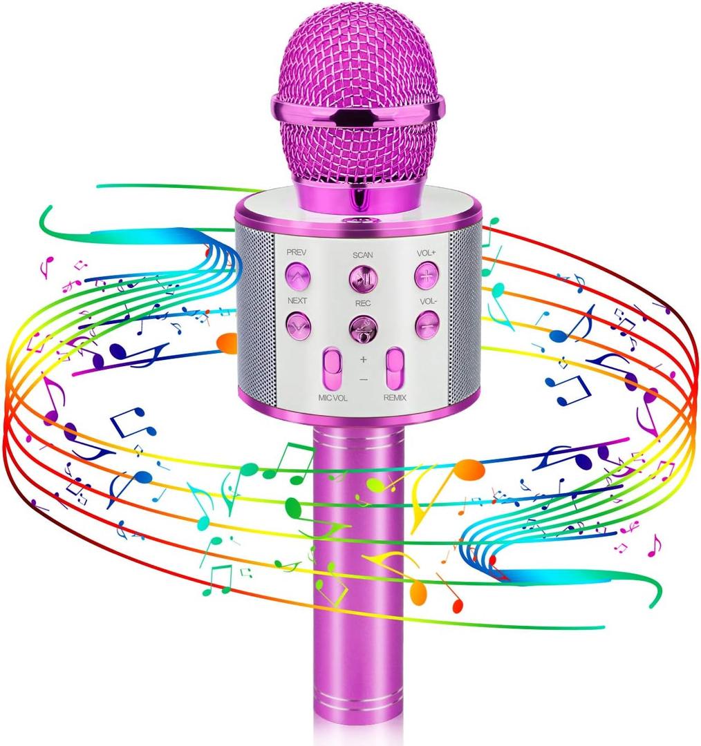 Popular Toys for 4-12 Year Old Girls, Wireless Bluetooth Microphone for Kids Music Toy for 5-11 Year Old Kids Girl Party Gift Age 4-12 Girl (Pink)