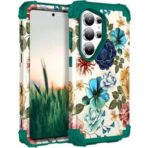 Hocase for Samsung Galaxy S26 Ultra Case, Teal Flowers