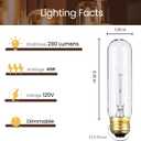Edison Light Bulbs,120V, E26 Base, T10 Tubular Bulbs, 25W Clear Incandescent, Warm White, Dimmable Vintage Tubular Style Showcase Bulb (6-Pack)
