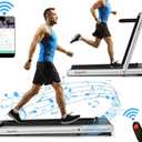 SuperFit 4.75HP 2 In 1 Folding Treadmill W/Remote APP Control Silver