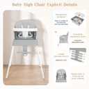 5 in 1 Foldable Baby High Chair,Convertible Highchair for Babies and Toddlers-Portable Infant Booster Seat,Carry Small Box,Dining Chair,Toddler High Chair with 5-Point Harness,Removable Tray-Grey