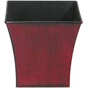 Admired by Nature Hand Painted Red and Black 7" H Square Plastic Pot - for Home Decor, Plant Organization, Planters, Succulents, Gardens, Storage - Red & Black