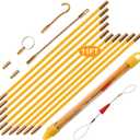 KOOTANS 11FT Fiberglass Running Electrical Wire Cable Glow Rods Wire Pulling Tools Fish Tape Cable Puller Through Wall Snake Fish Rods Kit with Different Attachments