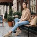 Vilanva Platform Clogs for Women Cozy Suede Fall Slippers with Warm Fur Lined Slip on Shoes Outdoor Indoor House (7.5, Sand)