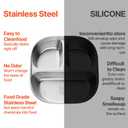 Stainless Steel Kids Plates,Set of 4 Toddler Plates with Lids - 3 Compartments Stainless Steel Snack Containers for Kids Non Toxic & 100% BPA Free