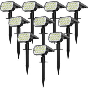 WELALO Solar Spot Lights Outdoor, [10 Pack/65 LED/3 Modes] Solar Landscape Spotlights, Solar Powered Security Lights, IP68 Waterproof Wall Lights for Outsides Walkway Yard Garden Driveway(Cool White)