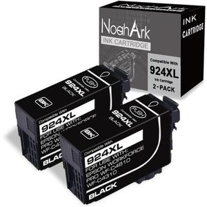NoahArk 2 Packs 924XL Remanufactured Ink Cartridge Replacement for Epson 924 T924XL High Yeild for Epson Workforce Pro WF-C4810 WF-C4310 Printer (2 Black)