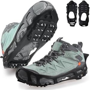 Ice Cleats Snow Traction Cleats Crampon for Walking on Snow and Ice Non-Slip Overshoe Rubber Anti Slip Crampons Slip-on Stretch Footwear (X-Large Size Without Magic Tape Straps)