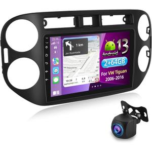 NHOPEEW Android Radio for VW Tiguan 2006-2016 with Backup Camera, [2+64G] 9 inch Touchscreen GPS Navigation Car Radio - Wireless Carplay & Android Auto, DSP, WiFi, Mirror Link + Canbus