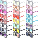 Chuangdi 24 Pcs Women Disco Sunglasses 70s Rhinestone Crystal Sunglasses Bulk Large Square Sparkling Glasses Thick Frame