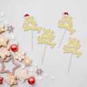 2 x 24Pcs Christmas Oh Baby Cupcake Toppers Gold Glitter Christmas Santa Hat Deer Babyshower Cupcake Picks Baby Shower Christmas Theme Birthday Party Cake Decorations Supplies