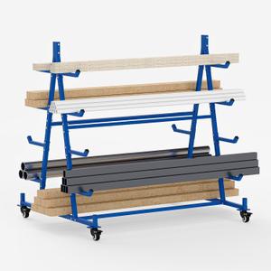 tonchean Lumber Storage Rack with Wheels 5 Tier Cantilever Racking for Storage Heavy Duty Conduit Rack Horizontal Storage Rack Pipe Rack Holds up to 1000lbs, 55.9" D x 46.2" W x 54.3" H