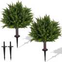 24.5 Inch Set of 2 Topiary Cedar Trees Artificial Outdoor