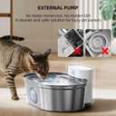 uahpet Wireless Cat Water Fountain Stainless Steel Pro, External Pump Battery Operated Pet Waterer, Dog Drinking Dispenser with Water Level Window, 67oz/2L