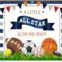 Lofaris A Little All Star is On His Way Baby Shower Backdrop Boys Sports Birthday Background Football Basketball Tennies Golf Newborn Baby Party Decorations Banner Photo Studio Booth Props 7x5ft