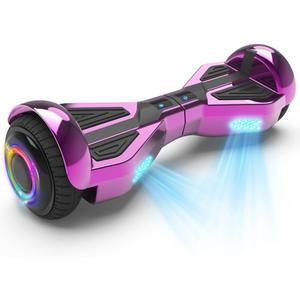 Starship Hoverboard with Bluetooth Speaker, Chrome Color Self Balancing Scooters with Science Fiction Design and 6.5 inch LED Wheels (Chrome Pink)