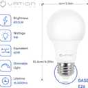 VATION LIGHTING Dimmable A19 LED Light Bulbs 3000K Warm White, 60 Watt Equivalent, Efficient 9 Watt, 800 Lumens, E26 Medium Base, ETL/UL Listed, 12 Pack