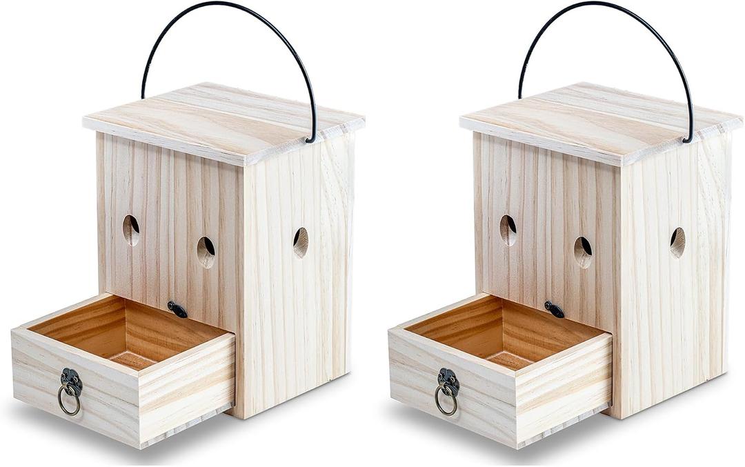 Carpenter Bee Traps for Outside 2PACK Durable, Weather-Resistant, Eco-Friendly Wooden Wasp Trap for Outdoor Use