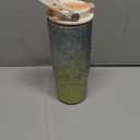 30oz/880ml Titanium Tumbler with straw lid & tea infuser,Leakproof Water Bottle for Hot & Cold Drinks,Insulated Coffee Thermos (Yellow cyan ripple)