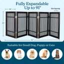 Freestanding Dog Gate - 5-Panel Foldable Indoor Pet Fence - 91x24-Inch Extra Wide Wood Dog Gate for Stairs, Hallways or Doorways by PETMAKER (Brown)