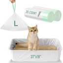Cat Litter Box Liners Large - 20 Count 37" x 18" Jumbo Litter Bags with Drawstring, Extra Thick Kitty Litter Pan Liners Tear Resistant Heavy Duty, Easy Clean up for Litter Tray, Unscented