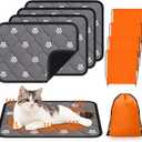 Riakrum 4 Pack 20 x 28 Inches Self Heating Cat Pad Mat Warming Pet Dog Bed Non Slip Washable Cat Kennel Crate Pad with Storage Bag for Indoor Outdoor Small Medium Dog Kitten
