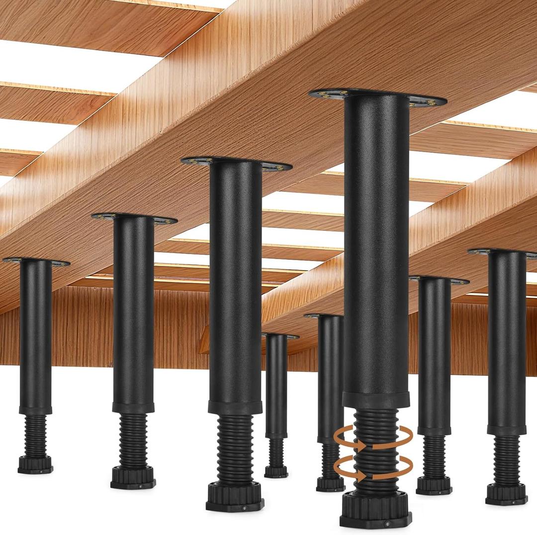 8Pcs Metal Adjustable Height Bed Support Legs for Bed Frame Metal Adjustable Furniture Legs for Sofa/Cabinet/Couch/Dresser/Table,Heavy Furniture Replacement Legs 7.8-14.1 inch