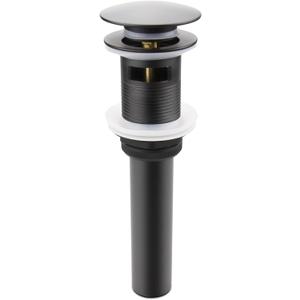 Bathroom Lavatory Vanity Vessel Sink Drain, Pop Up Drain Stopper with Overflow, Black (Big Popup Cap)